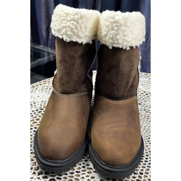 Women's Leather/Suede Ankle Boot Oakley Style Sz 8 Brown Faux Fur Lined sku 3169 - Picture 7 of 9